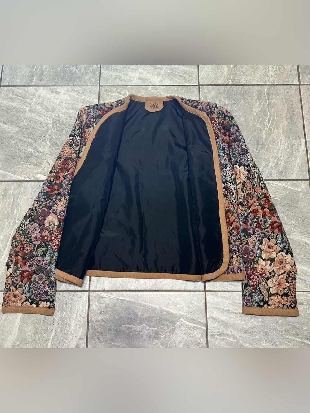 Vintage 1996 Handmade Floral Tapestry Jacket Women’s Medium Boho Gobelin - Picture 3 of 5